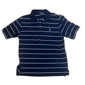 Polo Golf Ralph Lauren Navy Striped Polo Shirt Short Sleeve Classic Fit Large